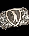 Heraldic Golf, Two Ways Belt Buckles Comstock Heritage 1.5" Sterling Silver and 14k Gold